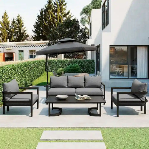 4-Piece Multi-person Outdoor Steel Sofa Set, Waterproof, Anti-rust and Anti-uv