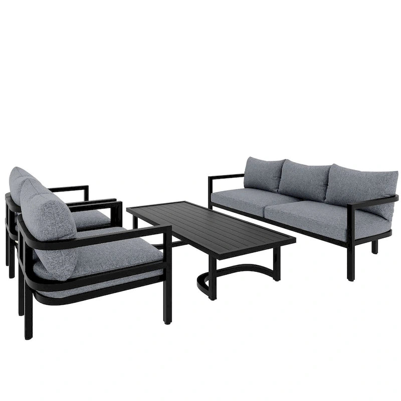 4-Piece Multi-person Outdoor Steel Sofa Set, Waterproof, Anti-rust and Anti-uv