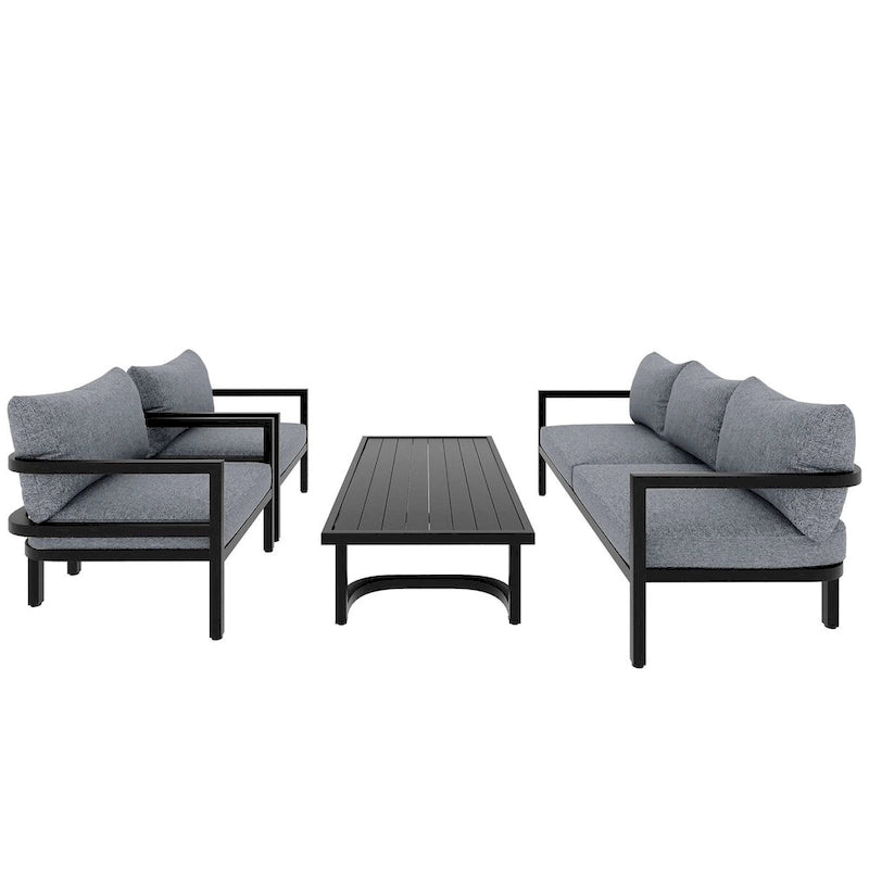 4-Piece Multi-person Outdoor Steel Sofa Set, Waterproof, Anti-rust and Anti-uv