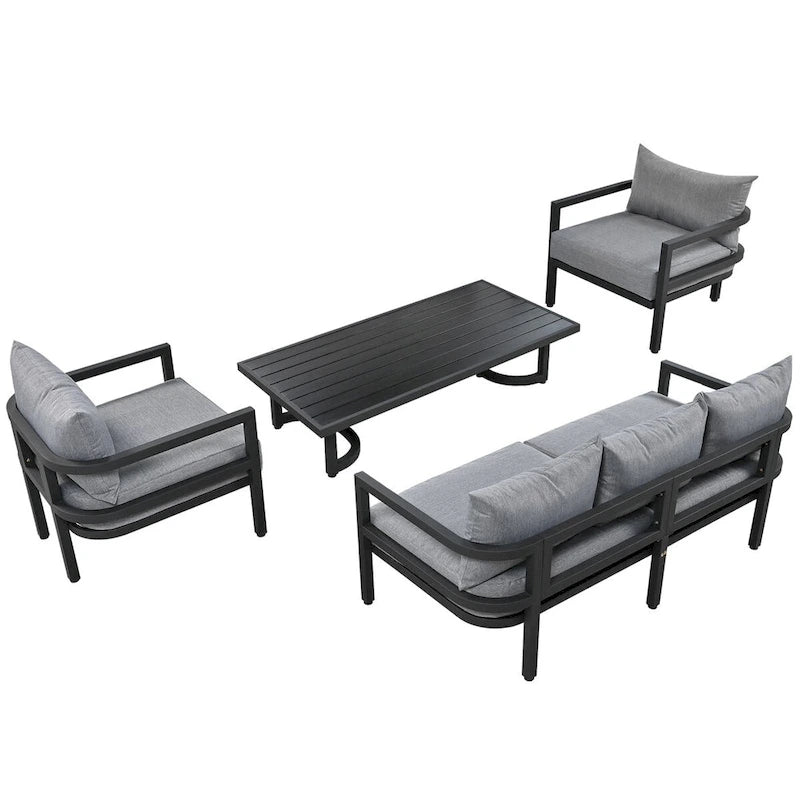 4-Piece Multi-person Outdoor Steel Sofa Set, Waterproof, Anti-rust and Anti-uv