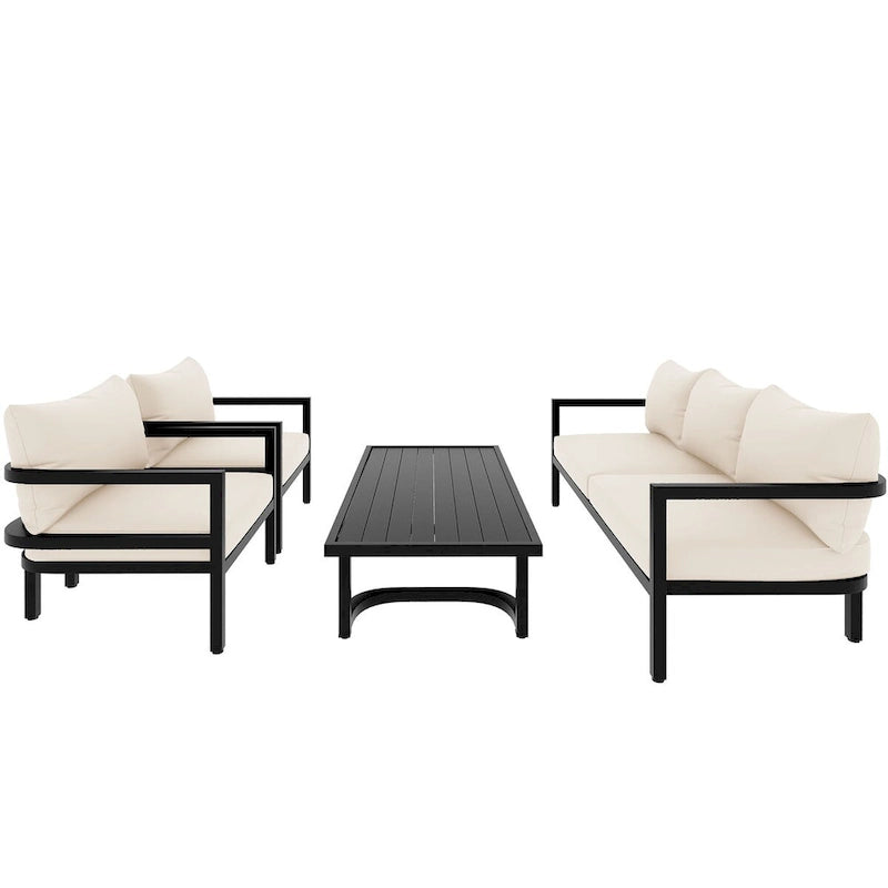4-Piece Multi-person Outdoor Steel Sofa Set, Waterproof, Anti-rust and Anti-uv