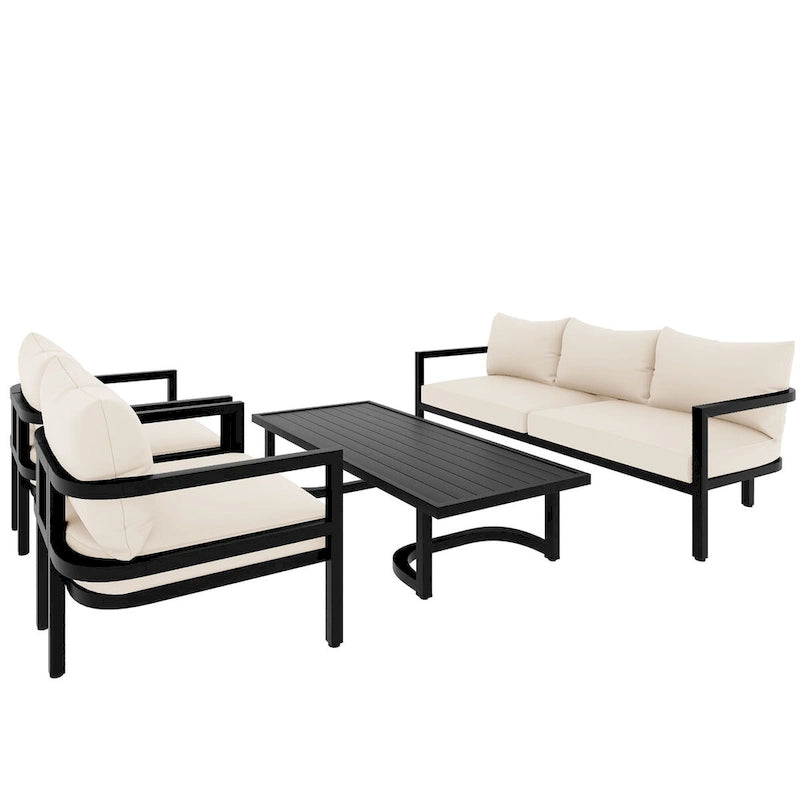 4-Piece Multi-person Outdoor Steel Sofa Set, Waterproof, Anti-rust and Anti-uv