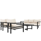 4-Piece Multi-person Outdoor Steel Sofa Set, Waterproof, Anti-rust and Anti-uv