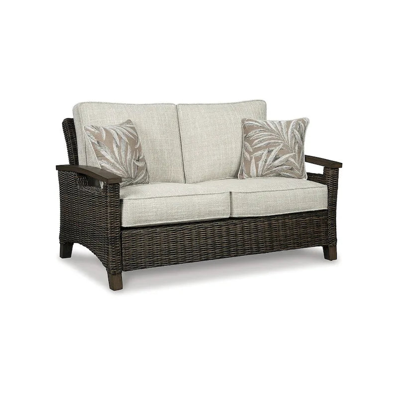 Signature Design by Ashley Paradise Trail Medium Brown/Beige 3-Piece Outdoor Seating Package - 84W x 34D x 37H