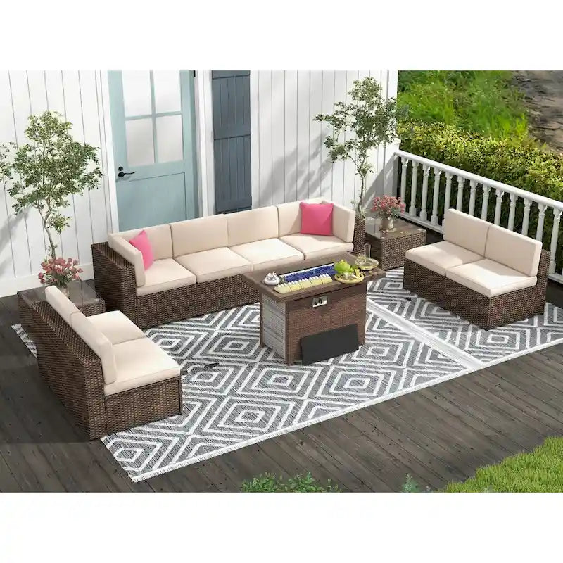 11 PCS Patio Furniture Set, Outdoor Sectional Sofa Sets