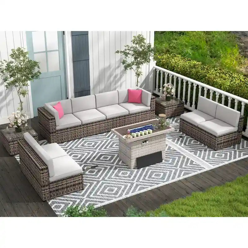 11 PCS Patio Furniture Set, Outdoor Sectional Sofa Sets