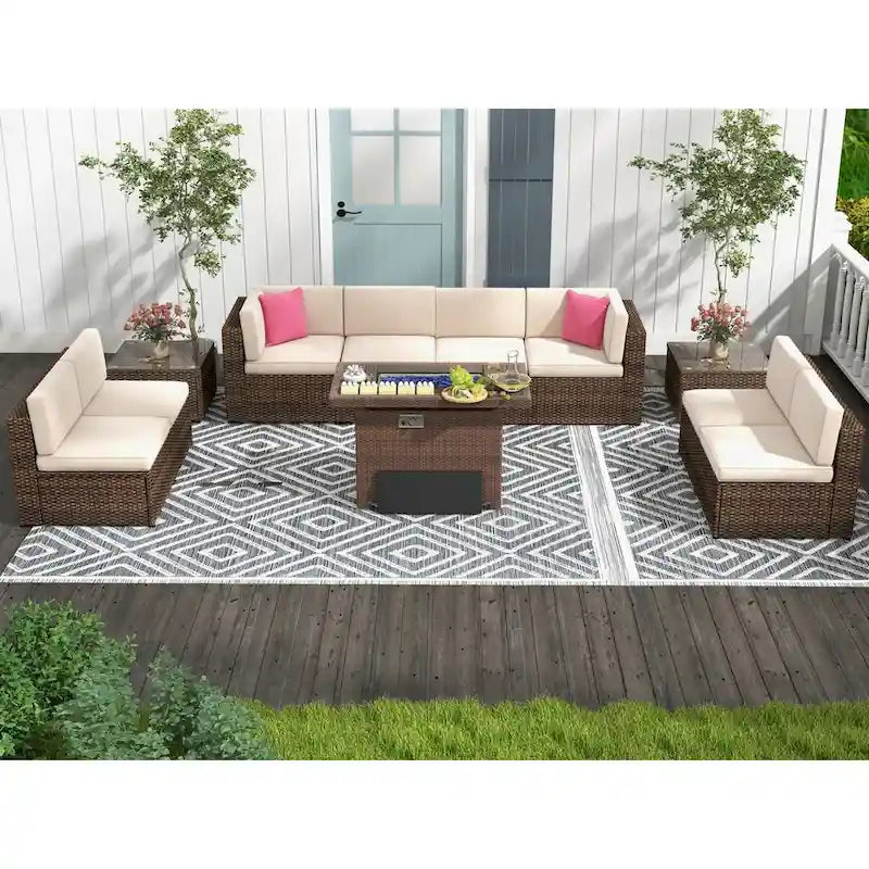 11 PCS Patio Furniture Set, Outdoor Sectional Sofa Sets