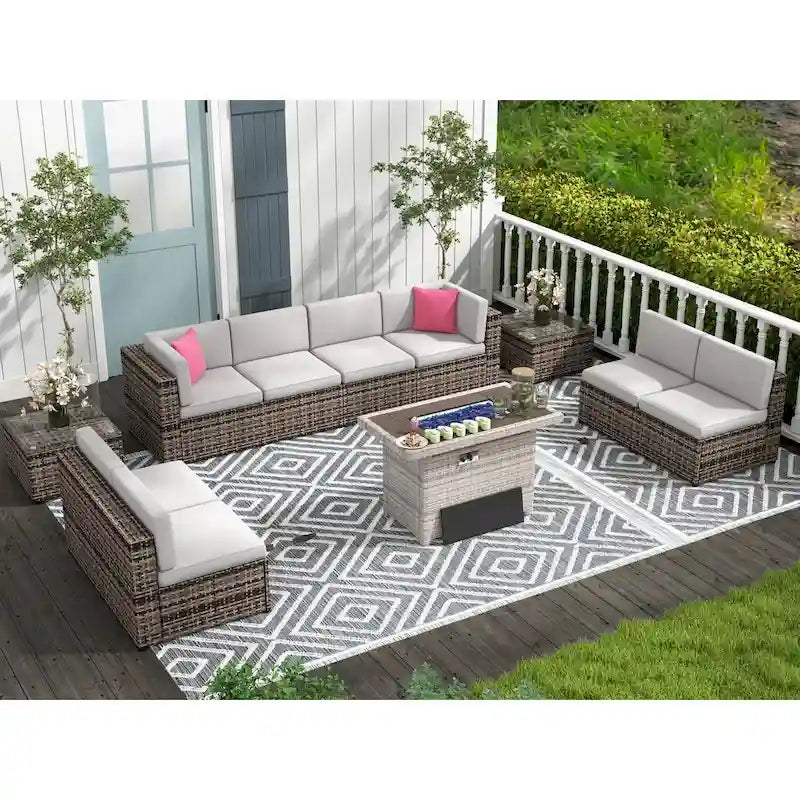11 PCS Patio Furniture Set, Outdoor Sectional Sofa Sets