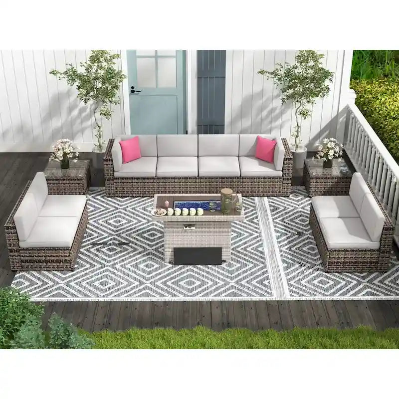 11 PCS Patio Furniture Set, Outdoor Sectional Sofa Sets