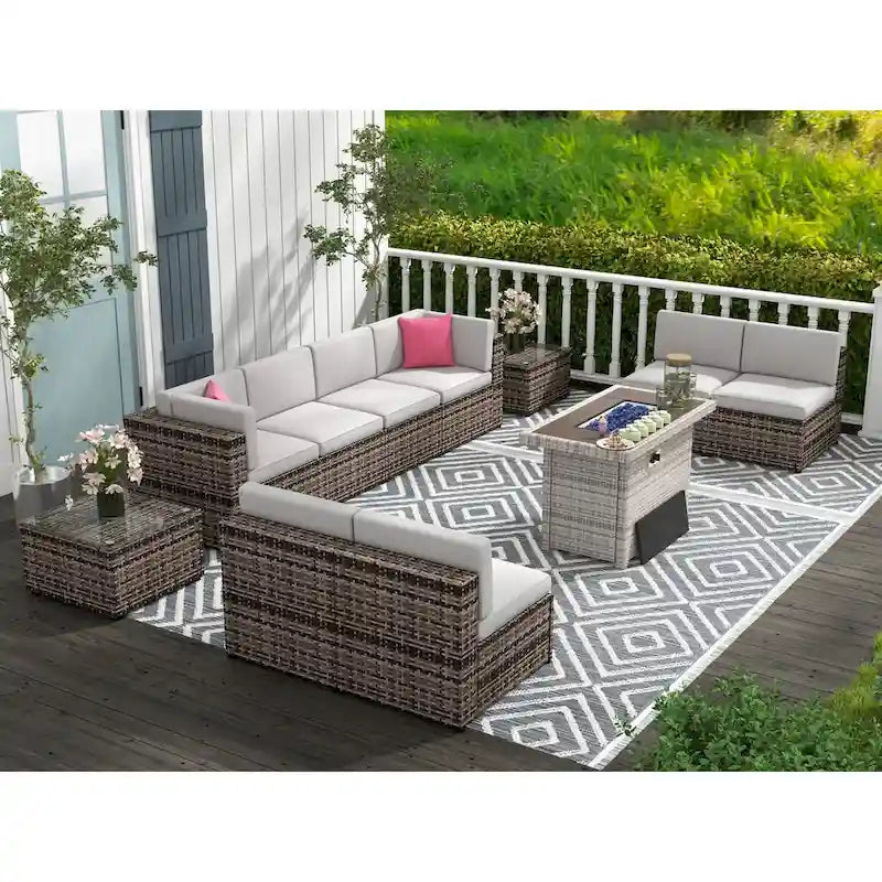 11 PCS Patio Furniture Set, Outdoor Sectional Sofa Sets