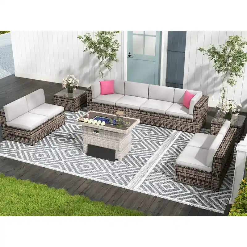 11 PCS Patio Furniture Set, Outdoor Sectional Sofa Sets