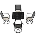 5 Piece Steel Frame Patio Dining Set, Swivel Dining Chair