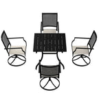 5 Piece Steel Frame Patio Dining Set, Swivel Dining Chair