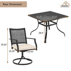 5 Piece Steel Frame Patio Dining Set, Swivel Dining Chair
