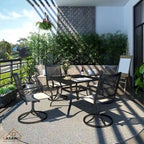 5 Piece Steel Frame Patio Dining Set, Swivel Dining Chair