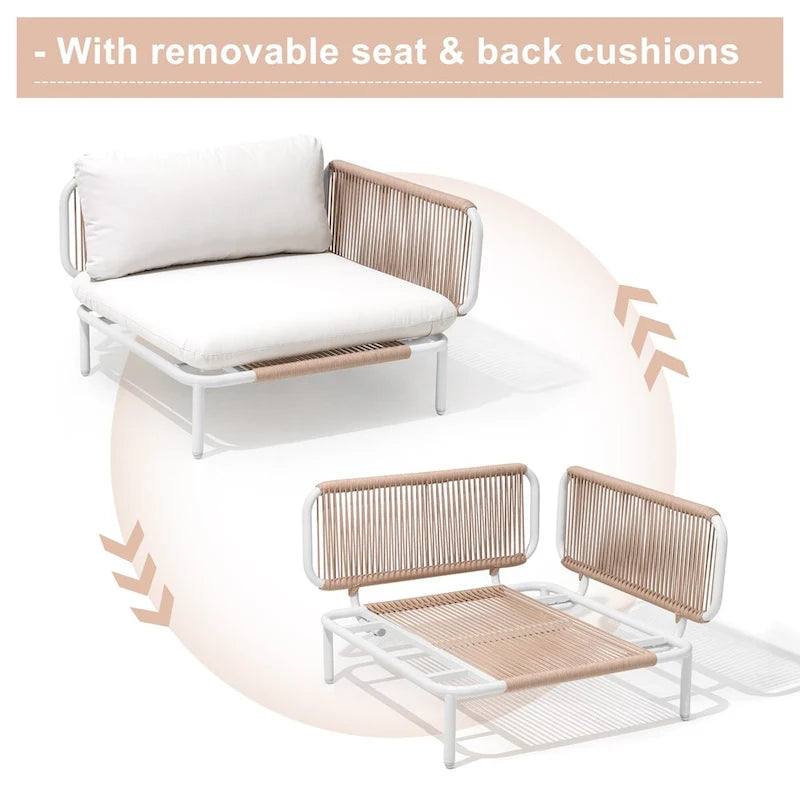 Outdoor Loveseat Composed of Two Chairs, Customizable Set by Combining Multiple Chairs - Combined by 2 corner chairs