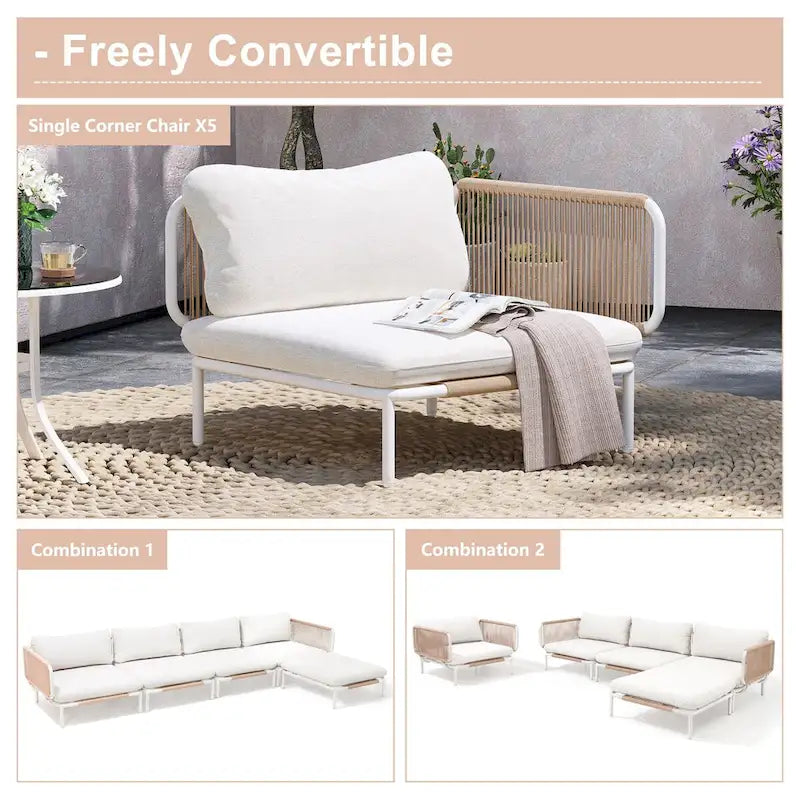 Outdoor Loveseat Composed of Two Chairs, Customizable Set by Combining Multiple Chairs - Combined by 2 corner chairs