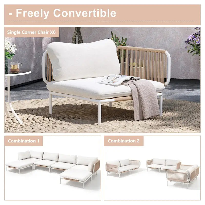 Outdoor Loveseat Composed of Two Chairs, Customizable Set by Combining Multiple Chairs - Combined by 2 corner chairs