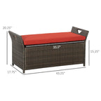 27 Gallon 2-In-1 Patio Wicker Storage Bench with Handles and Cushion