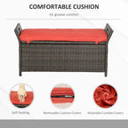 27 Gallon 2-In-1 Patio Wicker Storage Bench with Handles and Cushion