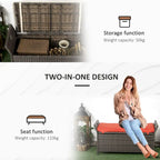27 Gallon 2-In-1 Patio Wicker Storage Bench with Handles and Cushion