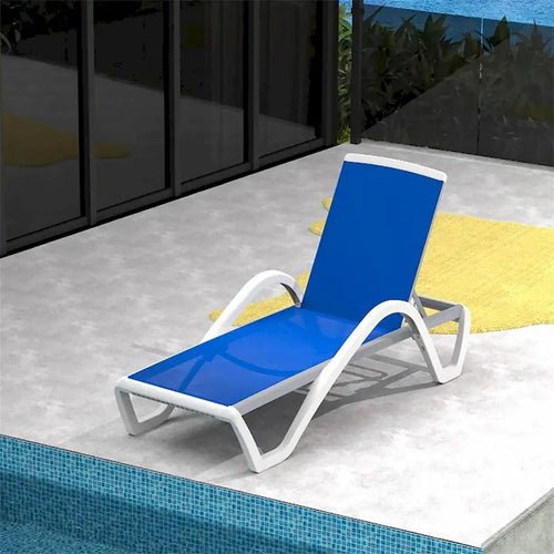 5 Adjustable Aluminum Textilene Outdoor Chaise Lounge Chair in Brown Set 1 - N/A