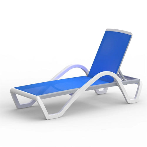 5 Adjustable Aluminum Textilene Outdoor Chaise Lounge Chair in Brown Set 1 - N/A