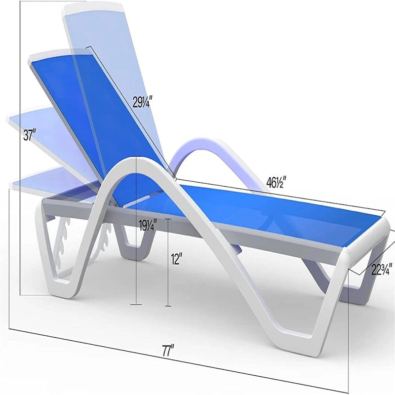 5 Adjustable Aluminum Textilene Outdoor Chaise Lounge Chair in Brown Set 1 - N/A