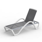 5 Adjustable Aluminum Textilene Outdoor Chaise Lounge Chair in Brown Set 1 - N/A