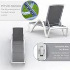 5 Adjustable Aluminum Textilene Outdoor Chaise Lounge Chair in Brown Set 1 - N/A