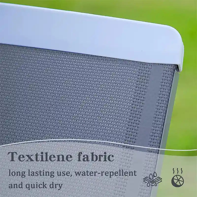 5 Adjustable Aluminum Textilene Outdoor Chaise Lounge Chair in Brown Set 1 - N/A