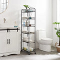 Mieres Slim Rolling Storage Cart, Multifunction Storage Trolley, Mobile Shelving Utility Rolling Cart with Lockable Wheels