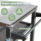 3-Shelf Outdoor Grill Cart with Wheels, Stainless Steel Tabletop