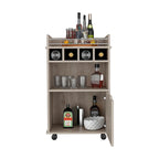 Bar Cart with 2 Open Shelves 4 Cubbies and Cabinet