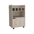 Bar Cart with 2 Open Shelves 4 Cubbies and Cabinet