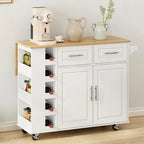 Kitchen Island Cart with 2 Door and 2 Drawers and Foldable Table Top