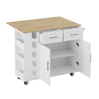 Kitchen Island Cart with 2 Door and 2 Drawers and Foldable Table Top