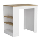 Highlands Kitchen Island with Storage Base in White and Macadamia