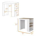 Highlands Kitchen Island with Storage Base in White and Macadamia