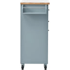 Rubberwood Kitchen Cart with Drop Leaf, Internal Storage Rack, Towel Holder, Spice Rack, and 2 drawers