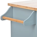 Rubberwood Kitchen Cart with Drop Leaf, Internal Storage Rack, Towel Holder, Spice Rack, and 2 drawers