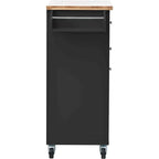 Rubberwood Kitchen Cart with Drop Leaf, Internal Storage Rack, Towel Holder, Spice Rack, and 2 drawers