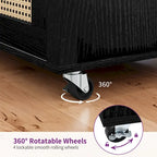 Moasis Rattan Rolling Kitchen Island with Storage Cabinet - 32.2L x19.5W x 35H