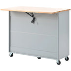 Kitchen Island Cart on Wheels with Drop Leaf,LED Light,2 Fluted Glass Doors and 1 Flip Cabinet Door
