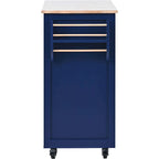 Rubberwood Kitchen Cart with Drop Leaf, Internal Storage Rack, Tableware organizer, and 8 drawers