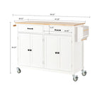 Classic Wooden Kitchen Island Cart with 2 Drawers, 2 Cabinets, a Towel Rack and a Spice Rack