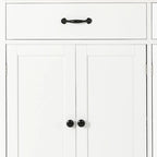 Classic Wooden Kitchen Island Cart with 2 Drawers, 2 Cabinets, a Towel Rack and a Spice Rack