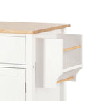 Classic Wooden Kitchen Island Cart with 2 Drawers, 2 Cabinets, a Towel Rack and a Spice Rack