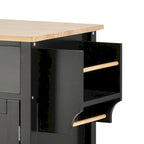 Classic Wooden Kitchen Island Cart with 2 Drawers, 2 Cabinets, a Towel Rack and a Spice Rack