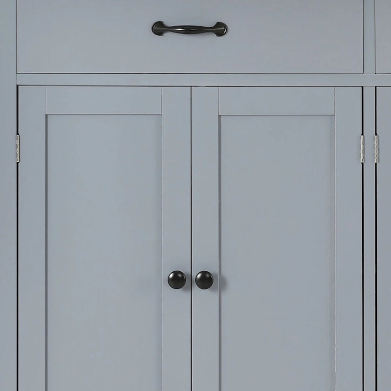 Classic Wooden Kitchen Island Cart with 2 Drawers, 2 Cabinets, a Towel Rack and a Spice Rack